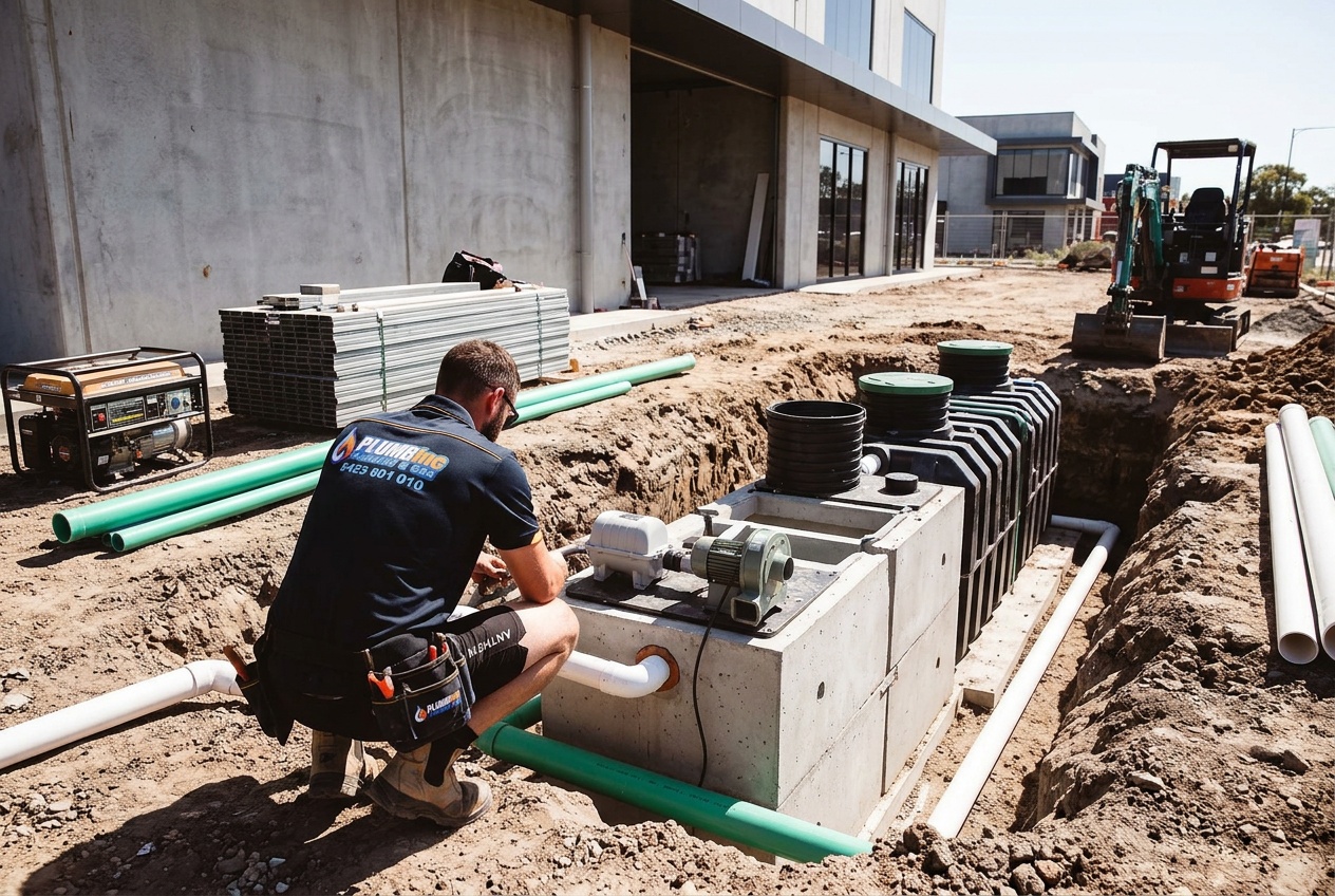 Dylan from PlumbInc overseeing a commercial Aerated Water Treatment process into a commercial premise