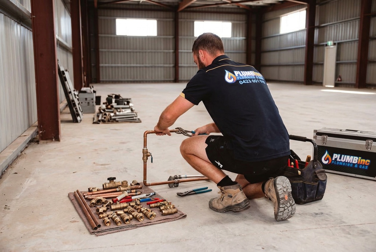 Plumber removing gas pipe from a commercial site during a de-fit