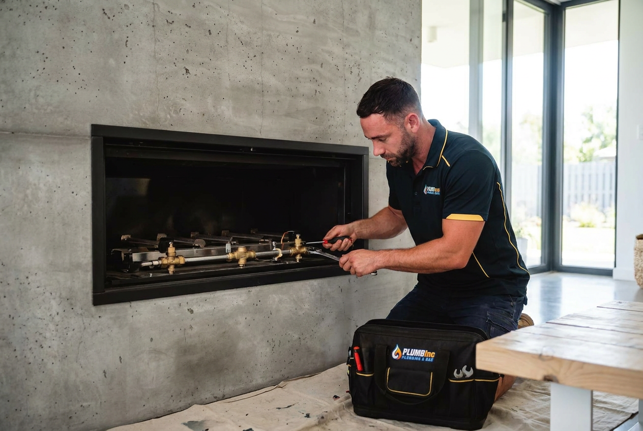 Dylan working on an in wall gas heater